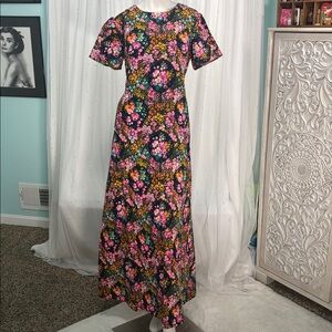 Vtg 70s? Handmade vibrant floral dress